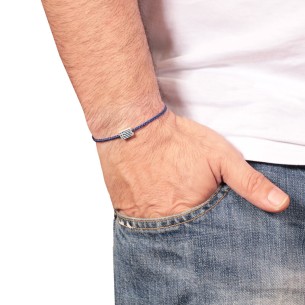 Βραχιόλι κορδόνι ασημένια Ελληνική Σημαία