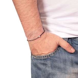 Βραχιόλι κορδόνι ασημένια Αλυσίδα Μάτι