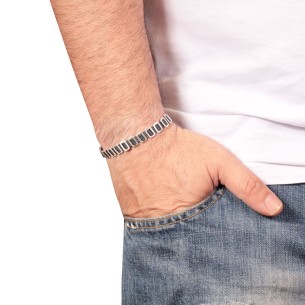 Βραχιόλι κορδόνια ασημένια Παραλληλόγραμμα