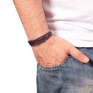 Βραχιόλι κορδόνια ασημένια Αλυσίδα