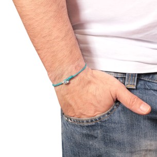 Βραχιόλι κορδόνι ασημένιο Μάτι