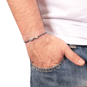 Βραχιόλι κορδόνι ασημένιος Σταυρός Μάτι