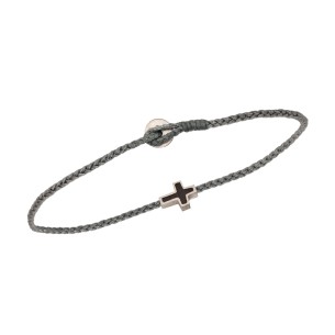 Ανδρικό βραχιόλι κορδόνι ασημένιος Σταυρός