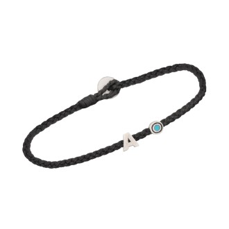 Βραχιόλι κορδόνι ασημένιο Μονόγραμμα Α και Μάτι