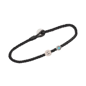 Βραχιόλι κορδόνι ασημένιο Μονόγραμμα Θ και Μάτι