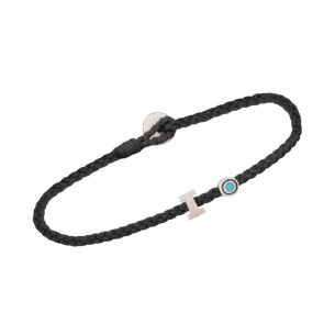 Βραχιόλι κορδόνι ασημένιο Μονόγραμμα Ι και Μάτι