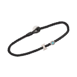 Βραχιόλι κορδόνι ασημένιο Μονόγραμμα Ι και Μάτι