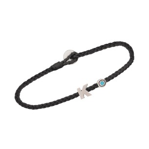 Βραχιόλι κορδόνι ασημένιο Μονόγραμμα Κ και Μάτι