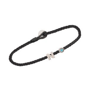 Βραχιόλι κορδόνι ασημένιο Μονόγραμμα Ν και Μάτι