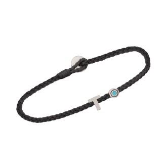 Βραχιόλι κορδόνι ασημένιο Μονόγραμμα Τ και Μάτι