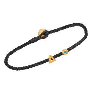 Βραχιόλι κορδόνι ασημένιο επίχρυσο Μονόγραμμα Δ