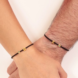 Βραχιόλι κορδόνι ασημένιο επίχρυσο Μονόγραμμα Λ