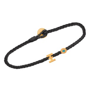 Βραχιόλι κορδόνι ασημένιο επίχρυσο Μονόγραμμα Ξ