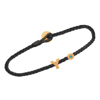 Βραχιόλι κορδόνι ασημένιο επίχρυσο Μονόγραμμα Υ