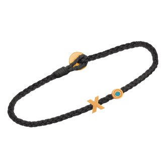 Βραχιόλι κορδόνι ασημένιο επίχρυσο Μονόγραμμα Χ