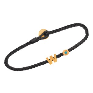 Βραχιόλι κορδόνι ασημένιο επίχρυσο Μονόγραμμα W