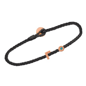 Ασημένιο ρόζ επιχρυσωμένο βραχιόλι κορδόνι Μονόγραμμα Γ