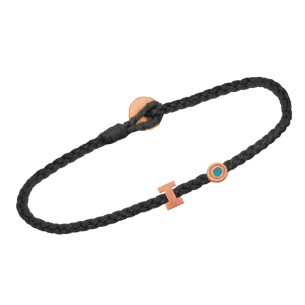 Ασημένιο ρόζ επιχρυσωμένο βραχιόλι κορδόνι Μονόγραμμα Ι