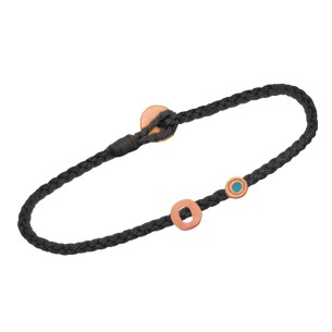 Ασημένιο ρόζ επιχρυσωμένο βραχιόλι κορδόνι Μονόγραμμα Ο