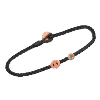 Ασημένιο ρόζ επιχρυσωμένο βραχιόλι κορδόνι Μονόγραμμα Φ