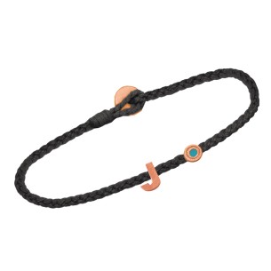 Ασημένιο ρόζ επιχρυσωμένο βραχιόλι κορδόνι Μονόγραμμα J