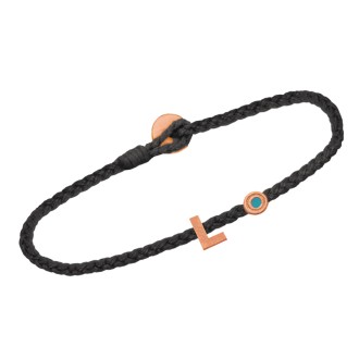 Ασημένιο ρόζ επιχρυσωμένο βραχιόλι κορδόνι Μονόγραμμα L