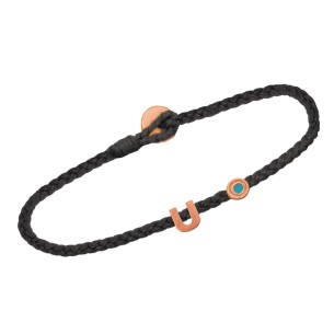 Ασημένιο ρόζ επιχρυσωμένο βραχιόλι κορδόνι Μονόγραμμα U