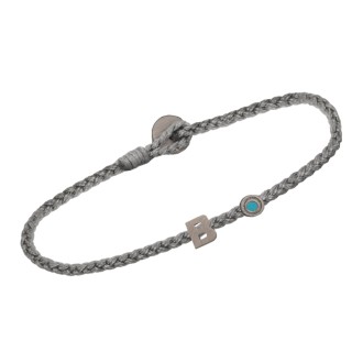 Βραχιόλι κορδόνι ασημένιο μαύρο επιπλατινωμένο Γράμμα Β