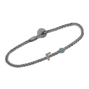 Βραχιόλι κορδόνι ασημένιο μαύρο επιπλατινωμένο Γράμμα Γ