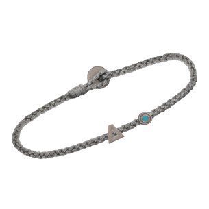 Βραχιόλι κορδόνι ασημένιο μαύρο επιπλατινωμένο Γράμμα Δ