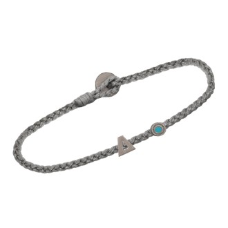 Βραχιόλι κορδόνι ασημένιο μαύρο επιπλατινωμένο Γράμμα Δ