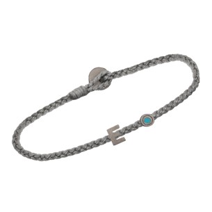 Βραχιόλι κορδόνι ασημένιο μαύρο επιπλατινωμένο Γράμμα Ε