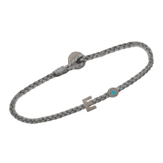 Βραχιόλι κορδόνι ασημένιο μαύρο επιπλατινωμένο Γράμμα Ε