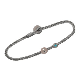 Βραχιόλι κορδόνι ασημένιο μαύρο επιπλατινωμένο Γράμμα Θ