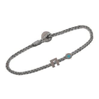 Βραχιόλι κορδόνι ασημένιο μαύρο επιπλατινωμένο Γράμμα Π