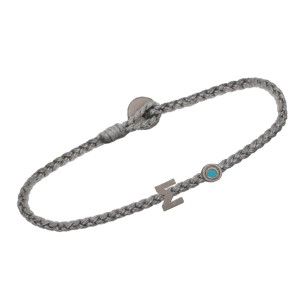 Βραχιόλι κορδόνι ασημένιο μαύρο επιπλατινωμένο Γράμμα Σ