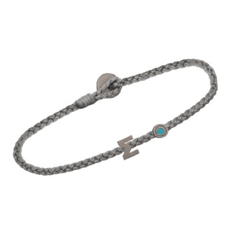 Βραχιόλι κορδόνι ασημένιο μαύρο επιπλατινωμένο Γράμμα Σ