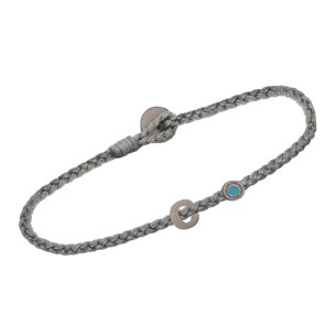 Βραχιόλι κορδόνι ασημένιο μαύρο επιπλατινωμένο Γράμμα C