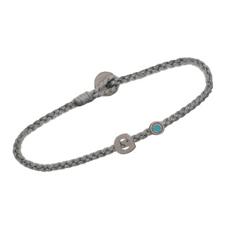 Βραχιόλι κορδόνι ασημένιο μαύρο επιπλατινωμένο Γράμμα G