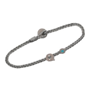 Βραχιόλι κορδόνι ασημένιο μαύρο επιπλατινωμένο Γράμμα Q