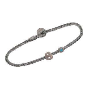 Βραχιόλι κορδόνι ασημένιο μαύρο επιπλατινωμένο Γράμμα S