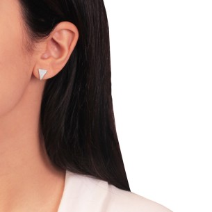 Ασημένια επιπλατινωμένα σκουλαρίκια Τρίγωνα