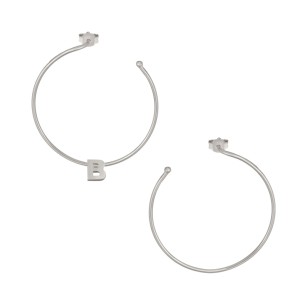 Ασημένια επιπλατινωμένα σκουλαρίκια Κρίκοι Μονόγραμμα Β 35.00mm