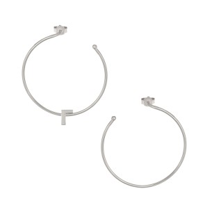 Ασημένια επιπλατινωμένα σκουλαρίκια Κρίκοι Μονόγραμμα Γ 35.00mm