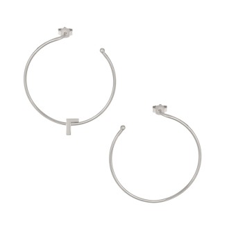 Ασημένια επιπλατινωμένα σκουλαρίκια Κρίκοι Μονόγραμμα Γ 35.00mm