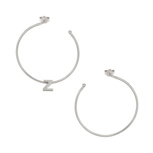 Ασημένια επιπλατινωμένα σκουλαρίκια Κρίκοι Μονόγραμμα Ζ 35.00mm