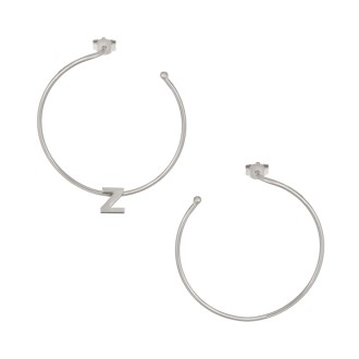 Ασημένια επιπλατινωμένα σκουλαρίκια Κρίκοι Μονόγραμμα Ζ 35.00mm