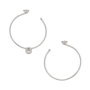 Ασημένια επιπλατινωμένα σκουλαρίκια Κρίκοι Μονόγραμμα Θ 35.00mm