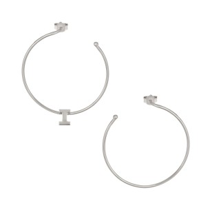 Ασημένια επιπλατινωμένα σκουλαρίκια Κρίκοι Μονόγραμμα Ι 35.00mm