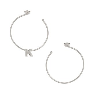 Ασημένια επιπλατινωμένα σκουλαρίκια Κρίκοι Μονόγραμμα Κ 35.00mm